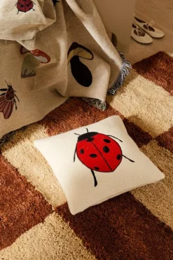 ferm LIVING Mara knutna matta, L, mörk tegel - offwhite