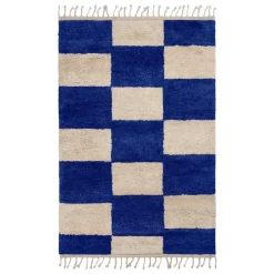 ferm LIVING Mara knutna matta, L, ljusblå - offwhite