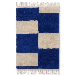 ferm LIVING Mara knutna matta, S, ljusblå - offwhite