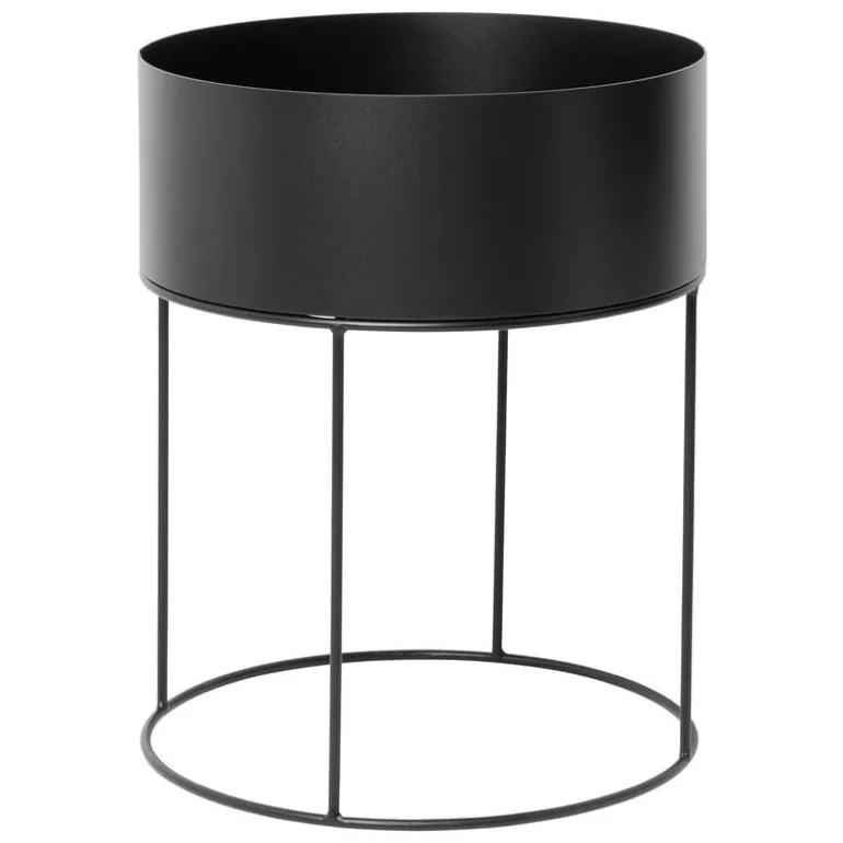 ferm LIVING Plant Box blomlåda, rund, svart