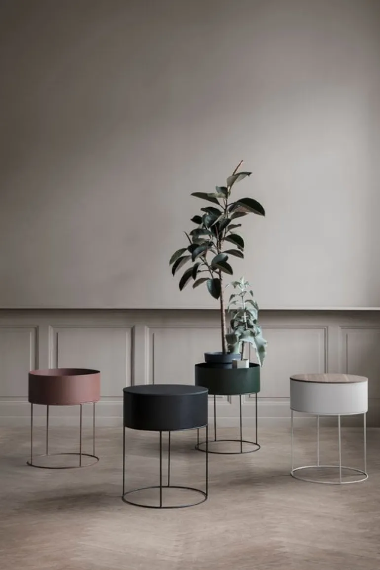 ferm LIVING Plant Box blomlåda, rund, svart