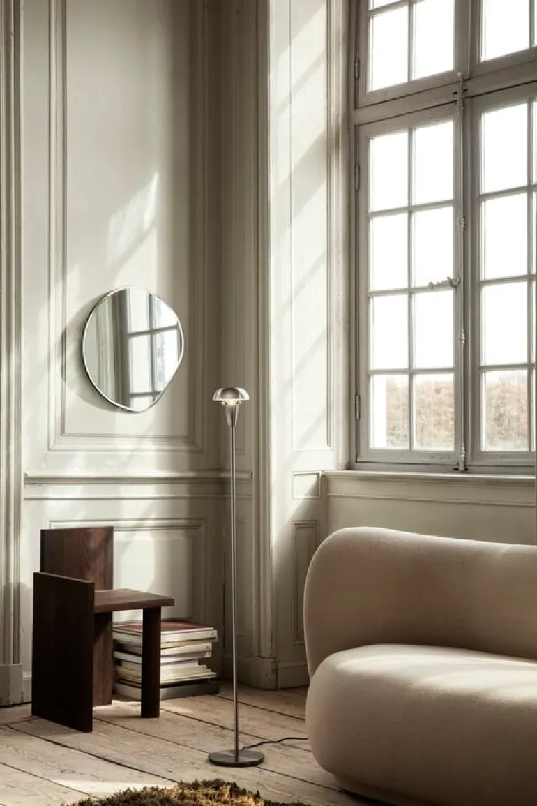 ferm LIVING Pond spegel, liten, mörk krom