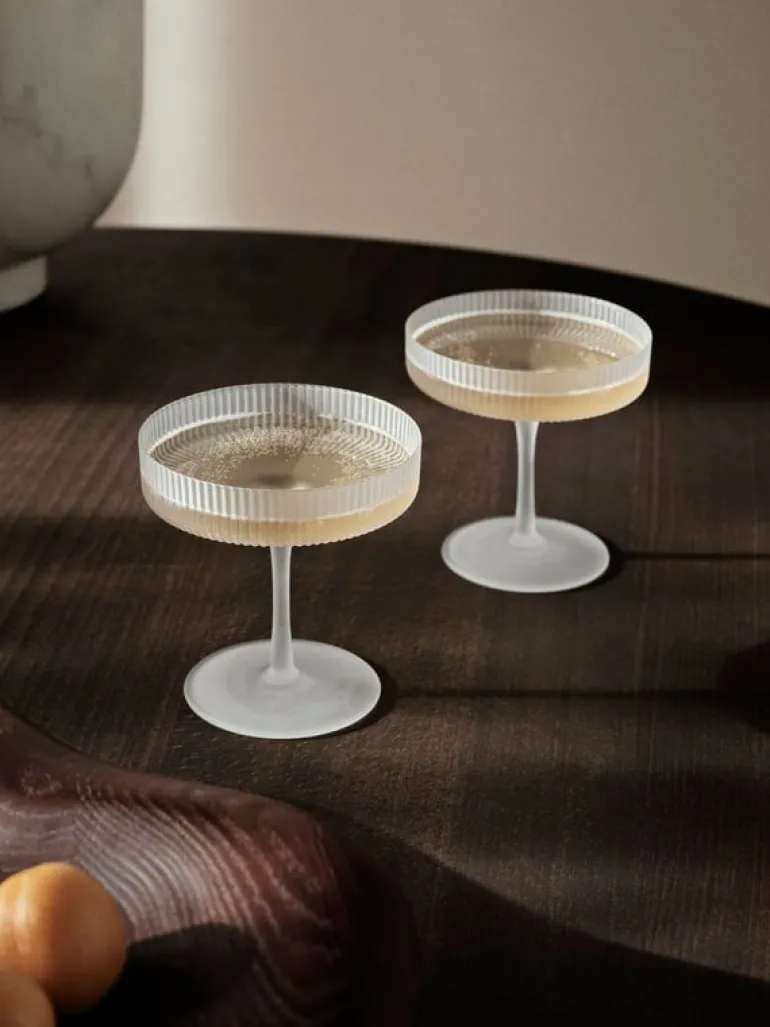 ferm LIVING Ripple champagneglas, 2 st., frostad