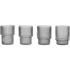 ferm LIVING Ripple glas, 4 st, smoked grey