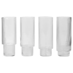 ferm LIVING Ripple longdrinkglas, 4 st, ofärgad