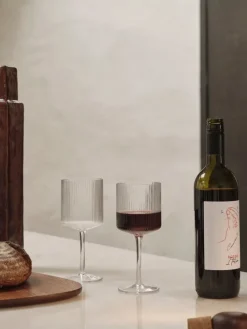 ferm LIVING Ripple rödvinsglas, 2-pack, klarglas
