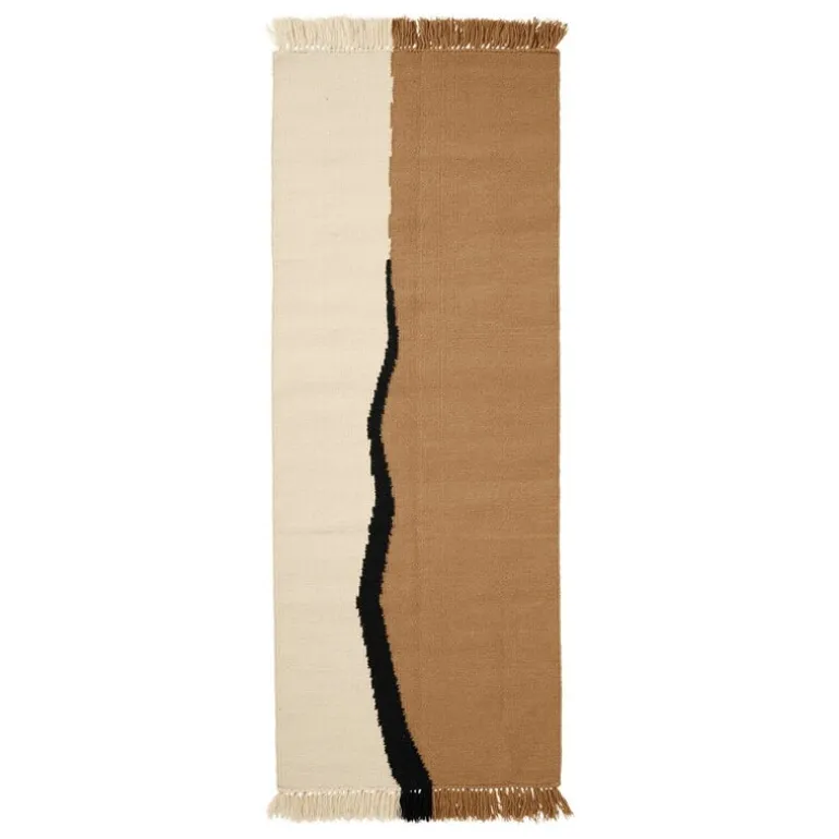 ferm LIVING Soil Kelim löpare, 70 x 180 cm, dark sand - off-white
