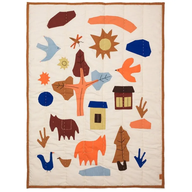 ferm LIVING Village kviltad filt, 80 x 110 cm, flerfärgad