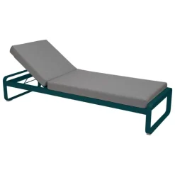 Fermob Bellevie Premium solsäng, acapulco blue - flanellgrå