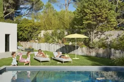 Fermob Bellevie Premium solsäng, acapulco blue - flanellgrå