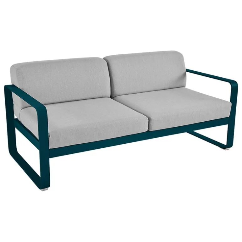 Fermob Bellevie 2-sitsig soffa, acapulco blue - flanellgrå