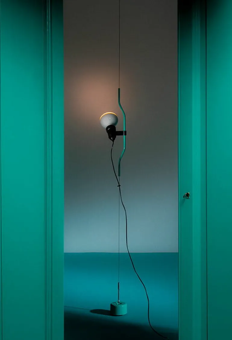 Flos Parentesi 50 golvlampa, turkos, dimbar