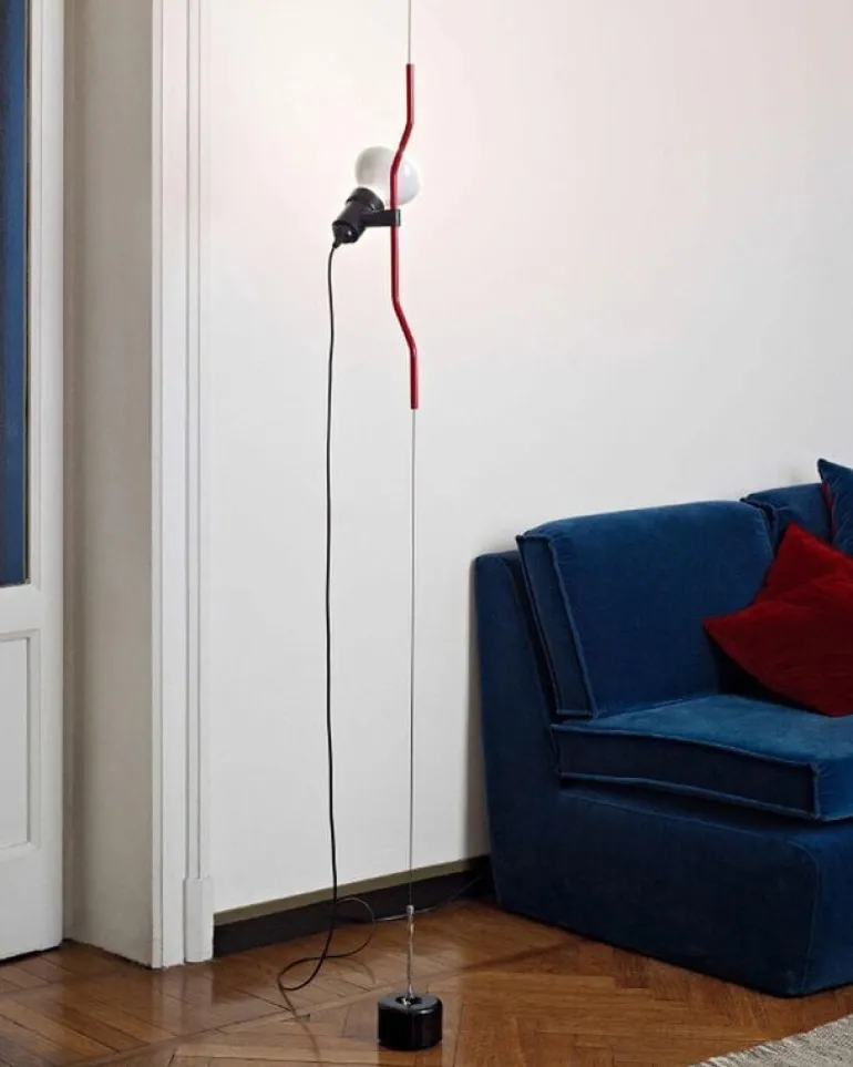 Flos Parentesi golvlampa, nickel, dimbar