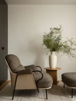 Fogia Lyra fotpall, svart stål - brun Kvadrat Safire 0001