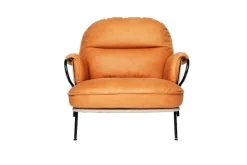 Fogia Lyra fåtölj, svart stål - konjaksfärgat läder