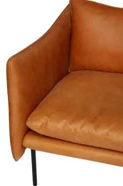 Fogia Tiki 2-sitssoffa, svart stål - konjaksfärgat läder