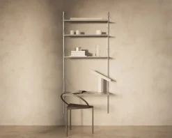 Frama Shelf Library H1852 vägghylla med skrivbord, rostfritt stål