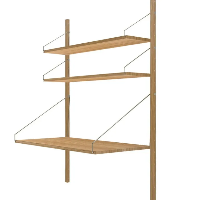 Frama Shelf Library H1148 vägghylla med skrivbord, oljad ek