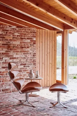 Fredericia Corona-stol, borstad krom - konjakfärgat läder