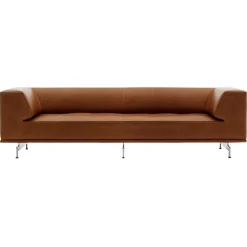 Fredericia Delphi 3-sits soffa, borstad aluminium - cognac läder Max 95