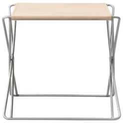 Fredericia JG hopfällbar pall, borstat stål - naturläder