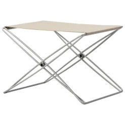 Fredericia JG hopfällbar pall, borstat stål - naturlig kanvas