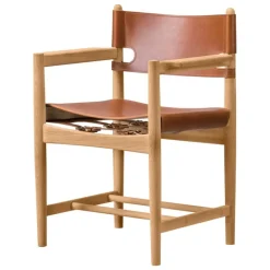 Fredericia The Spanish Dining Chair med armstöd, cognac läder - oljad ek
