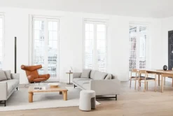 Fredericia Wegner Ox-stol, borstad krom - konjakfärgat läder