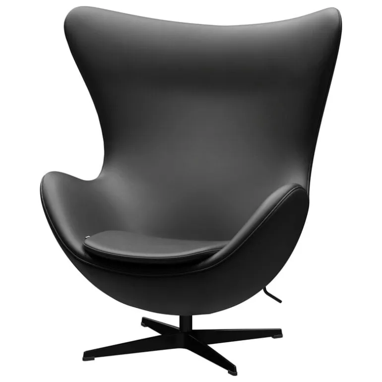 Fritz Hansen Egg loungefåtölj, svart - läder Essential svart