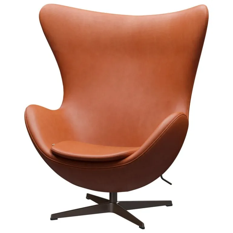 Fritz Hansen Egg loungefåtölj, brun brons - läder Grace Walnut