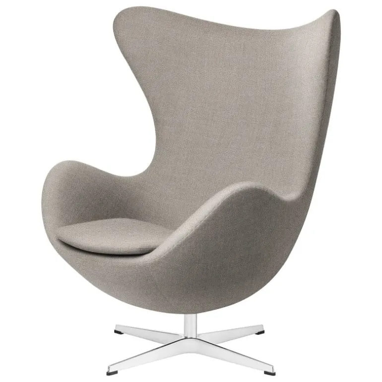 Fritz Hansen Egg loungefåtölj, satinpolerad aluminium - Light Beige 1120
