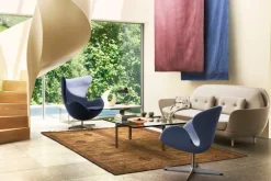 Fritz Hansen Egg loungefåtölj, satinpolerad aluminium - Dark Blue 1155