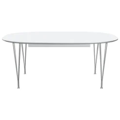 Fritz Hansen Superellipse utdragbart bord, krom - vit laminat