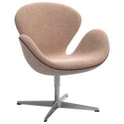 Fritz Hansen Swan 3320 fåtölj, b. alum.- Serpentine 0428, Grace kastanj