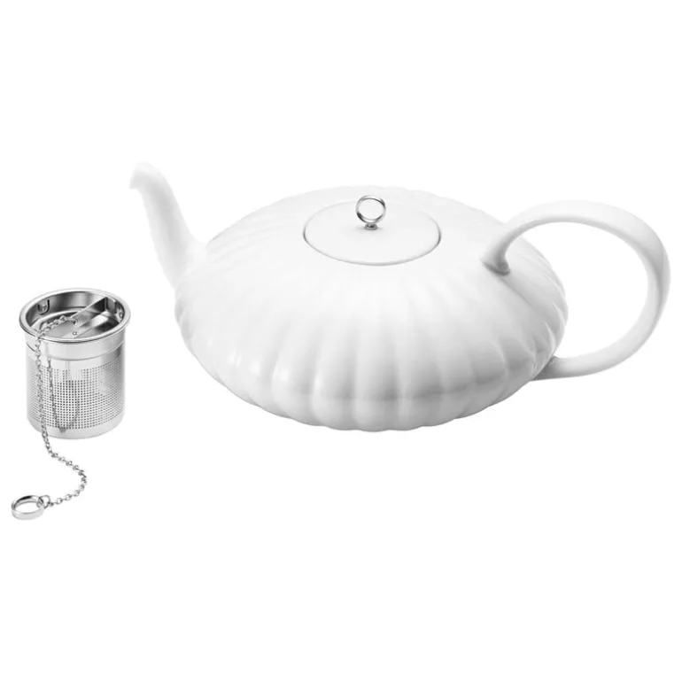 Georg Jensen Bernadotte tekanna, 1,2 L, porslin - rostfritt stål