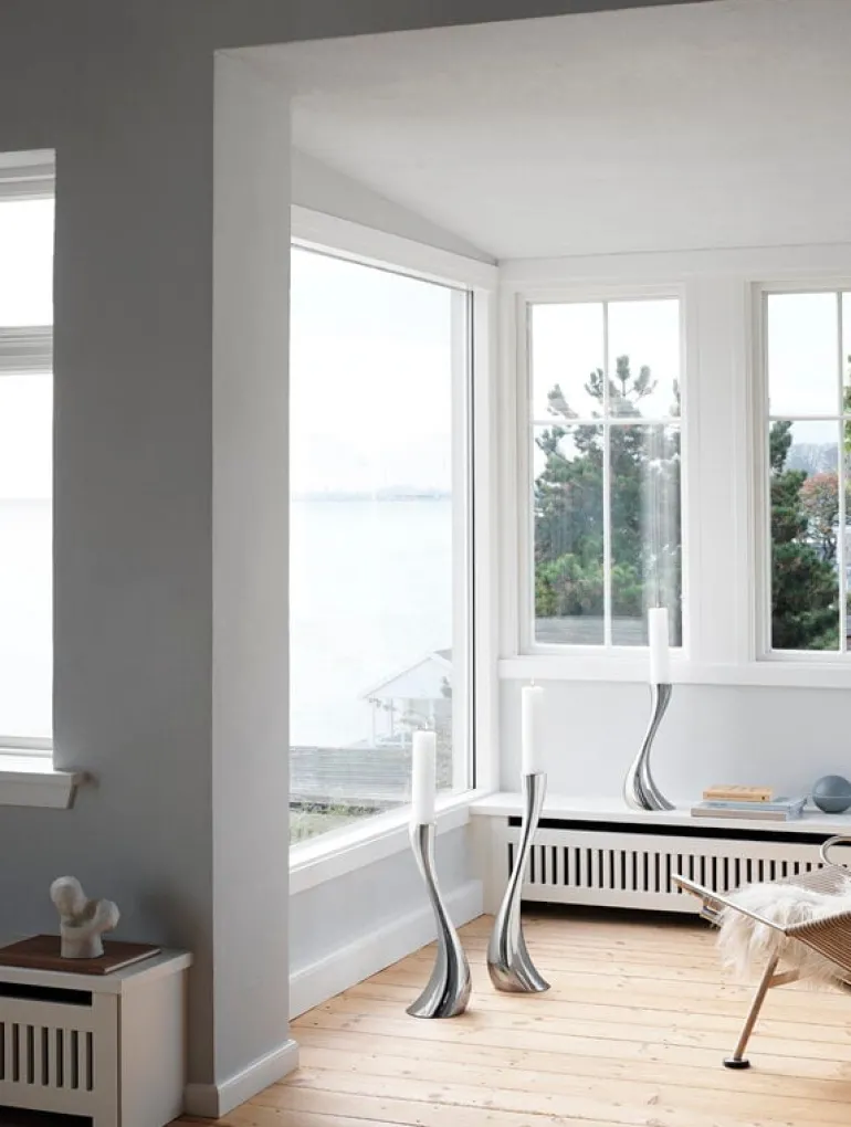 Georg Jensen Cobra golvljusstake, L, stål