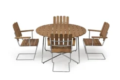 Grythyttan Stålmöbler Bord 9A, 120 cm, galvaniserat stål - oljad ek