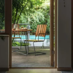 Grythyttan Stålmöbler Bord 9A, 120 cm, galvaniserat stål - teak