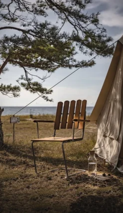 Grythyttan Stålmöbler Fåtölj A2, galvaniserat stål - teak