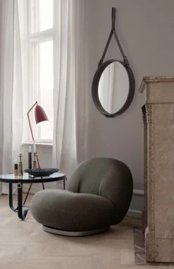 GUBI Adnet spegel, M, svart läder