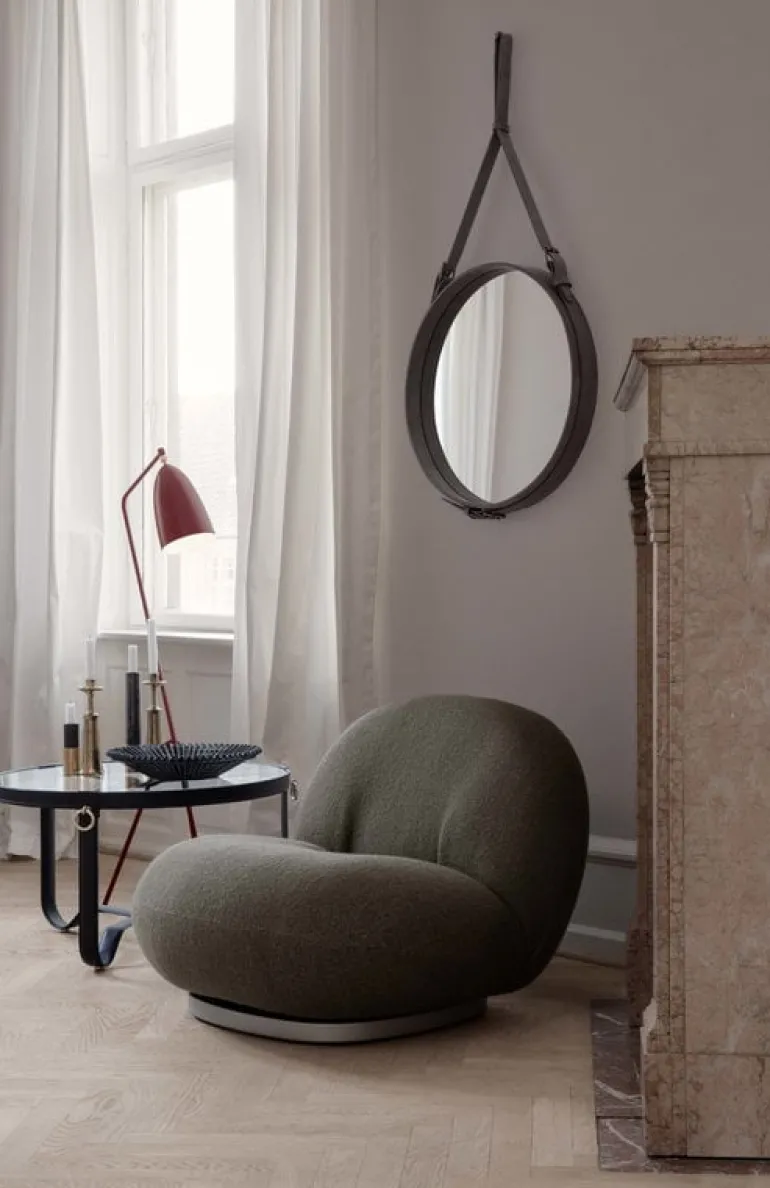 GUBI Adnet spegel, M, svart läder