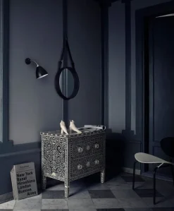 GUBI Adnet spegel, S, svart läder