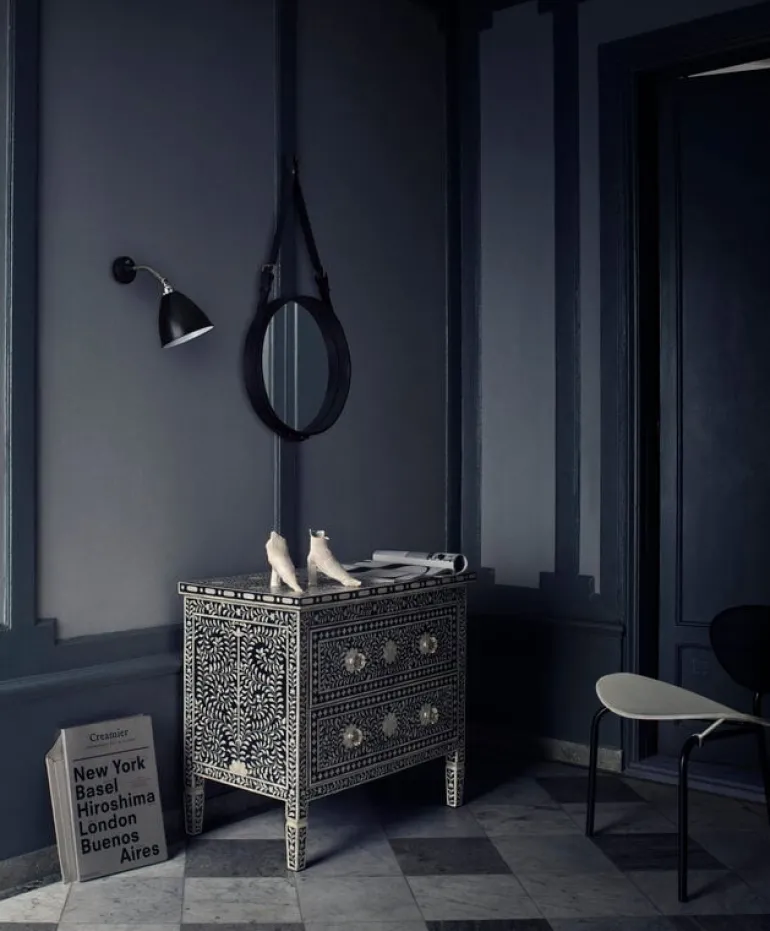 GUBI Adnet spegel, S, svart läder