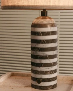 GUBI Gravity Upcycled-Marble Edition bordslampa, liten, grå/vit - canvas