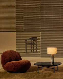 GUBI Gravity Upcycled-Marble Edition bordslampa, liten, grå/vit - canvas