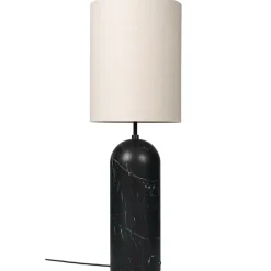 GUBI Gravity XL golvlampa, hög, svart marmor - kanvas