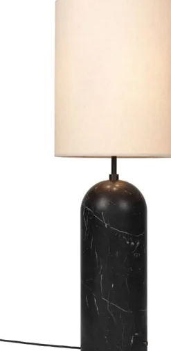 GUBI Gravity XL golvlampa, hög, svart marmor - kanvas