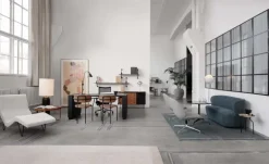 GUBI Gravity XL golvlampa, hög, svart marmor - vit