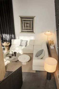 GUBI Gravity XL golvlampa, låg, svart marmor - kanvas