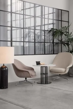 GUBI Gravity XL golvlampa, låg, svart marmor - kanvas